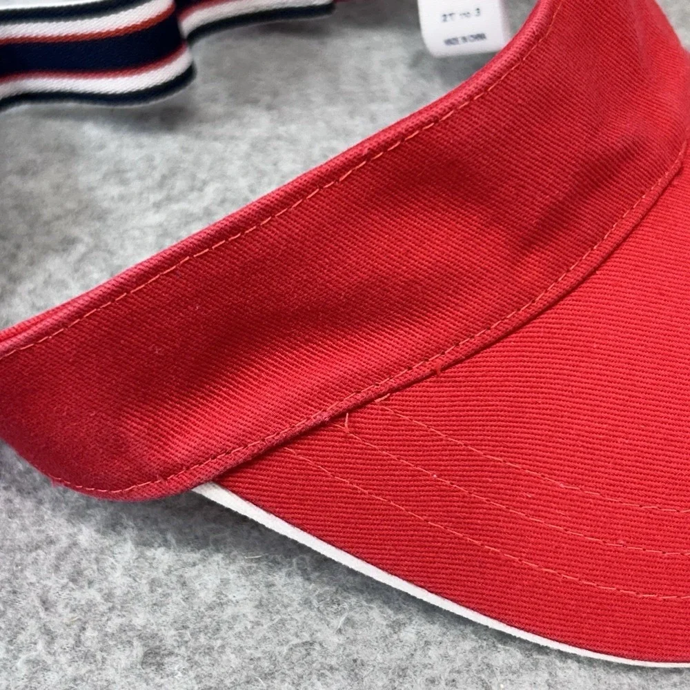 Janie and Jack Red‎ Visor Toddler 2T 3 Hook Loop Elastic Preppy Sun Hat